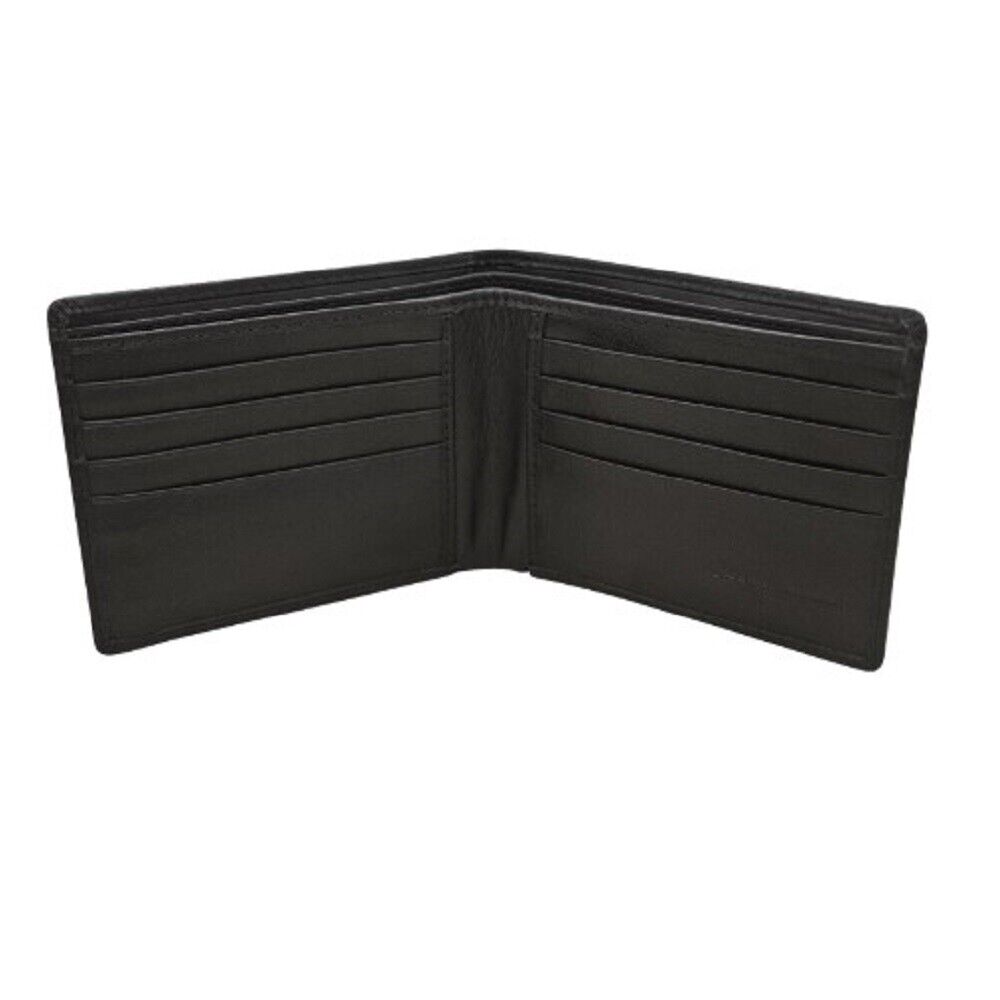 Black Leather Bifold Men's Wallet with Detachable ID Card